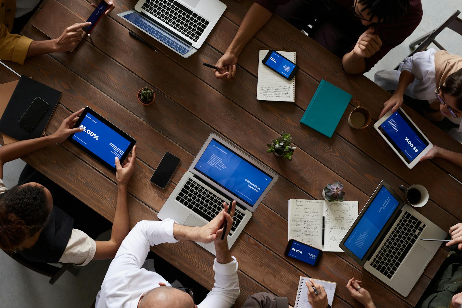 Diverse project team in a working session